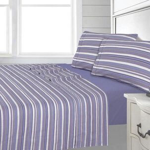 Sabana Andes 144 Hilos Estampada Lineas Lila 1.5 Plaza