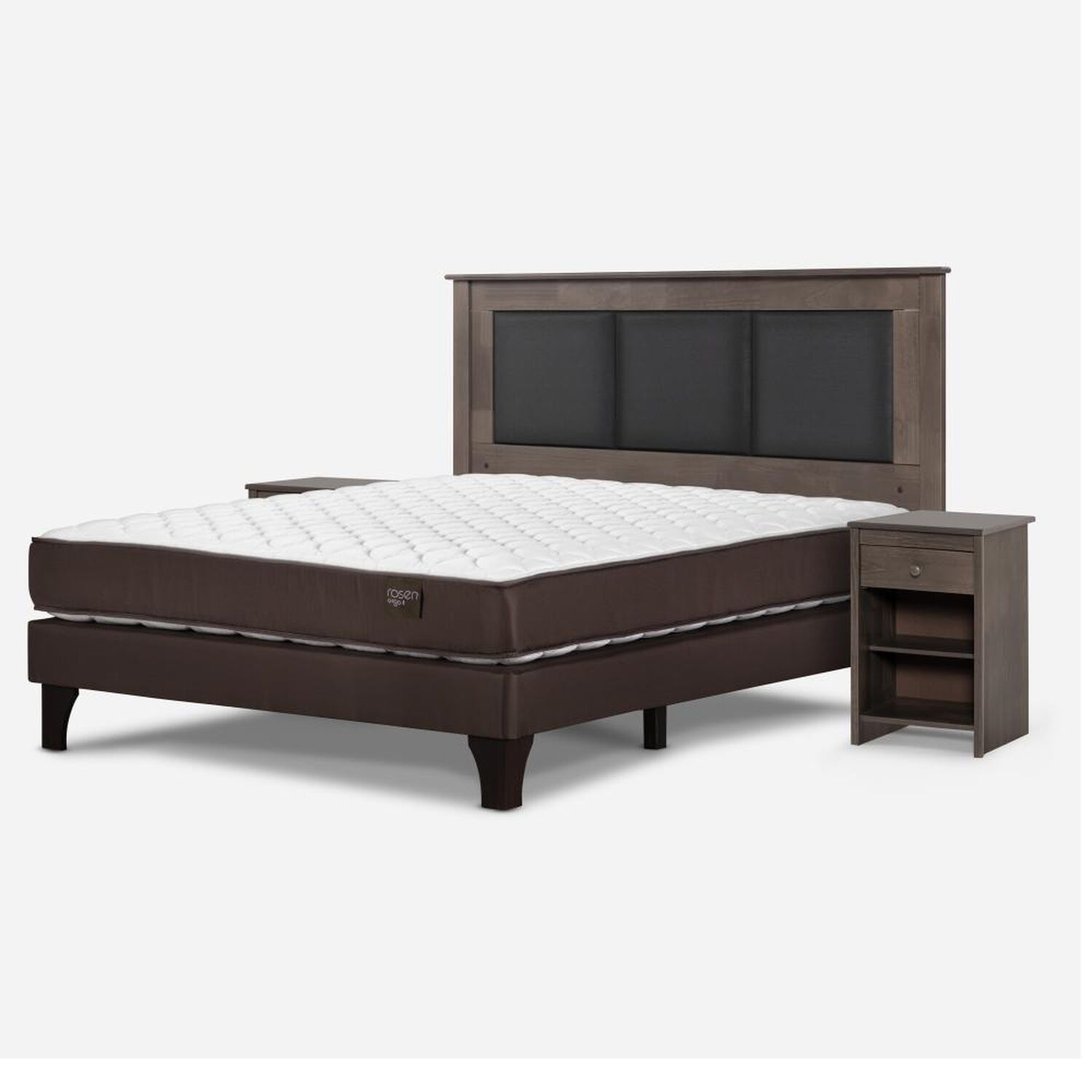 Cama Europea Rosen Ergo T New / 2 Plazas / Base Normal  + Set Maderas Rachel Gris image number 1.0