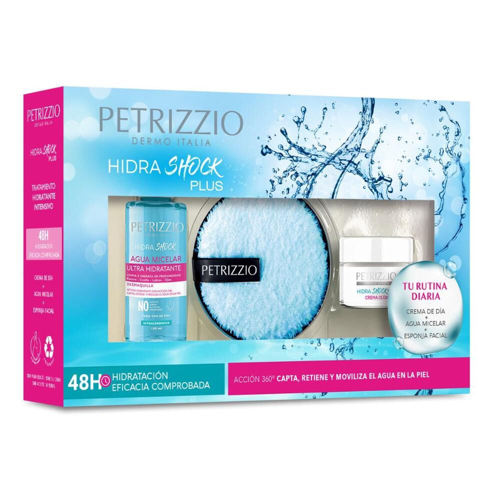 Tratamiento Hidratante Crema Día + Agua Micelar Hidrashock Plus + Esponja Petrizzio image number 1.0