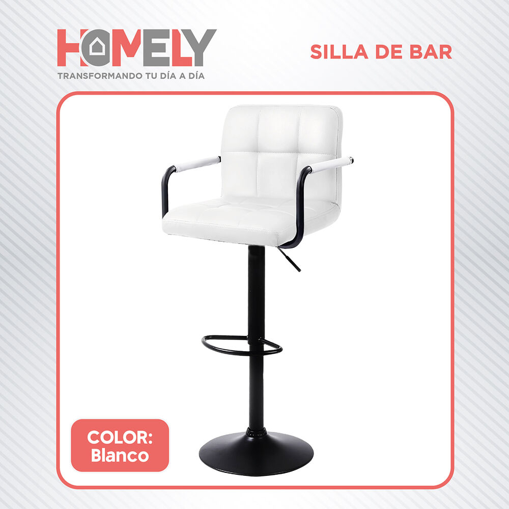 Silla De Bar Piso Taburete Homely Noir Comfort 61-81cm Blanco image number 8.0