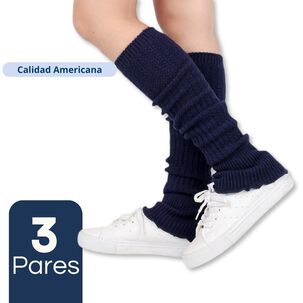 Pack 3 Polainas Escolar Acr&iacute;lica Azul Ni&ntilde;a
