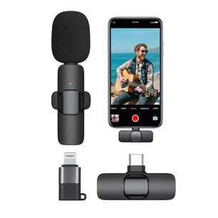 Micr&oacute;fono Inal&aacute;mbrico Con Adaptador Celular Tipo C Y Iphone