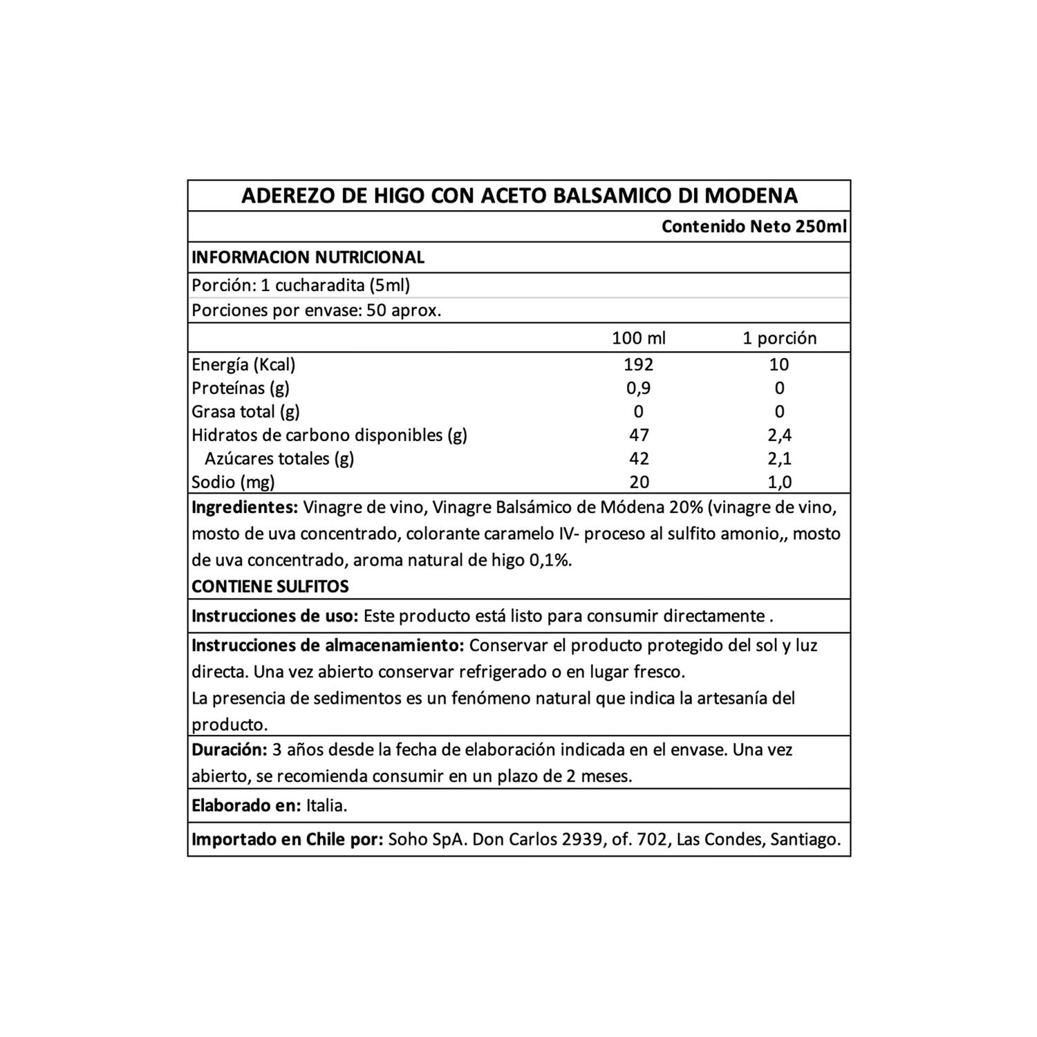 Aderezo De Vinagre Bals&aacute;mico De Higo Andrea Milano 1x250ml image number 4.0