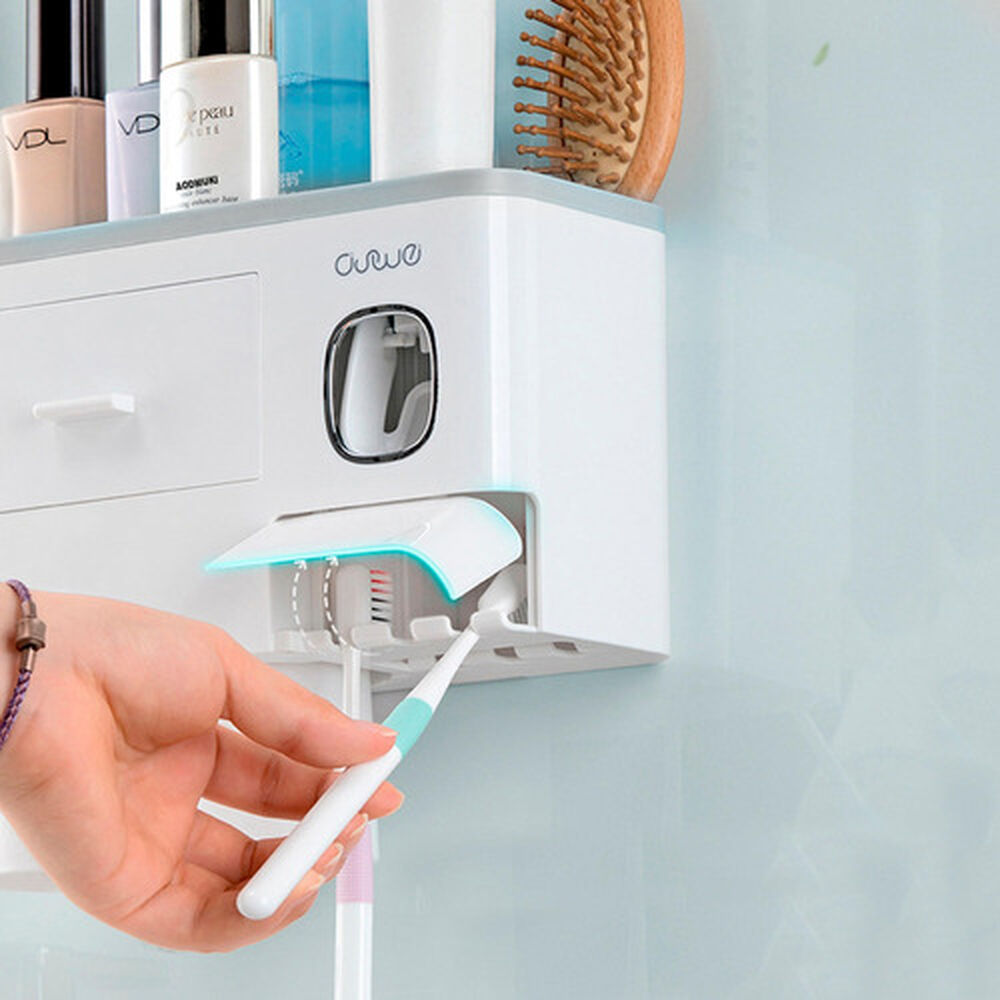 Organizador De Baño Con Dispensador De Pasta Dental Y Porta Cepillos image number 6.0
