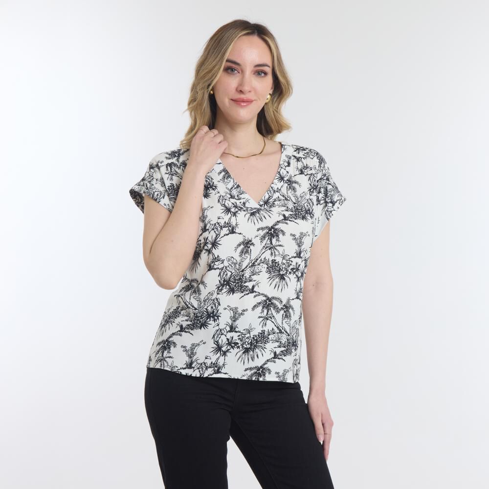 Blusa Full Print Manga Corta Cuello V Mujer Geeps image number 2.0