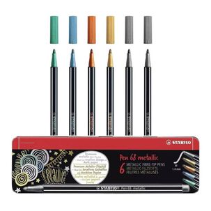 Stabilo 6 Pen 68 Metallic Marcadores Met&aacute;licos Caja Met&aacute;lica