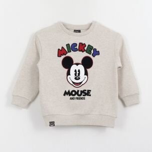 Poler&oacute;n Cerrado Ni&ntilde;o Back Print Mickey Mouse Gris Disney