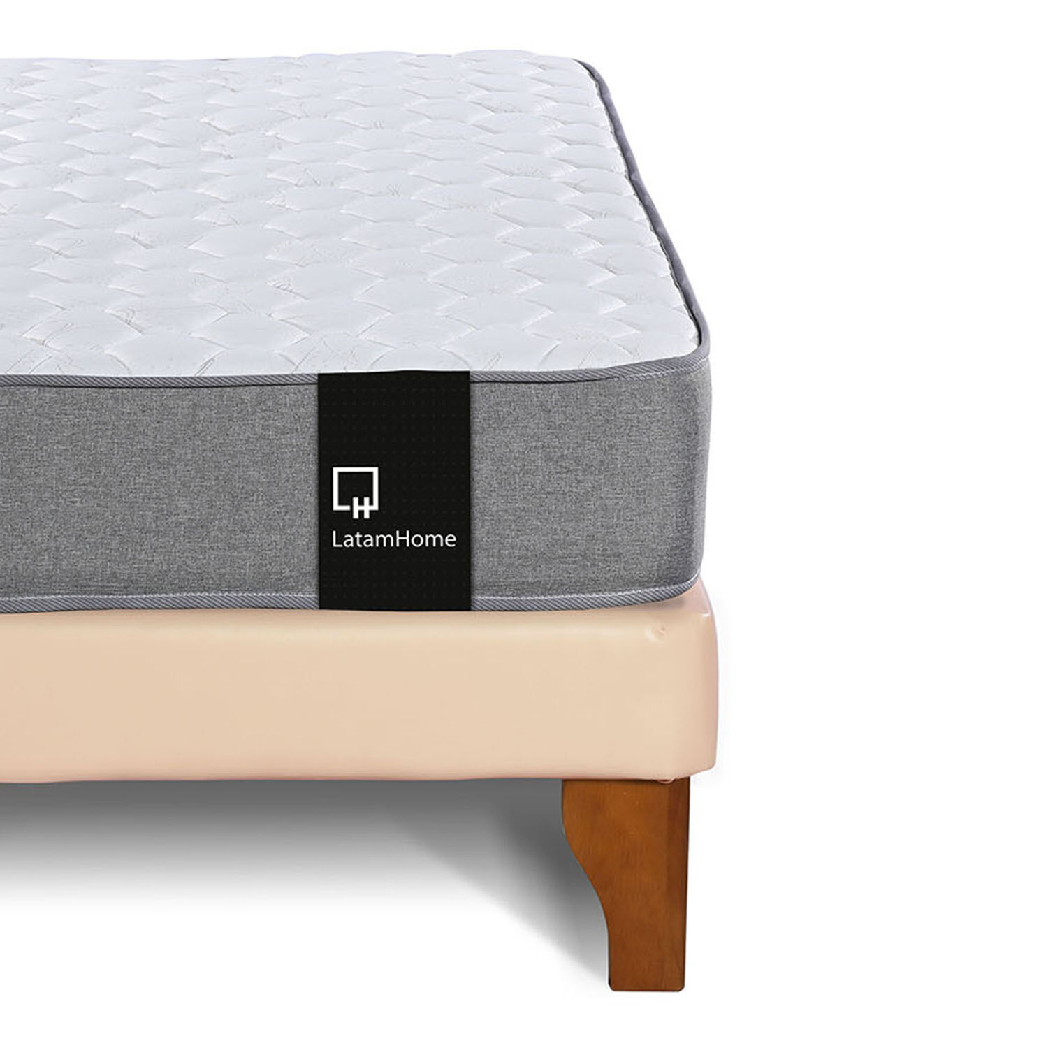 Cama Europea Zen Best Tela Pu Beige 2 Plazas + Respaldo image number 4.0