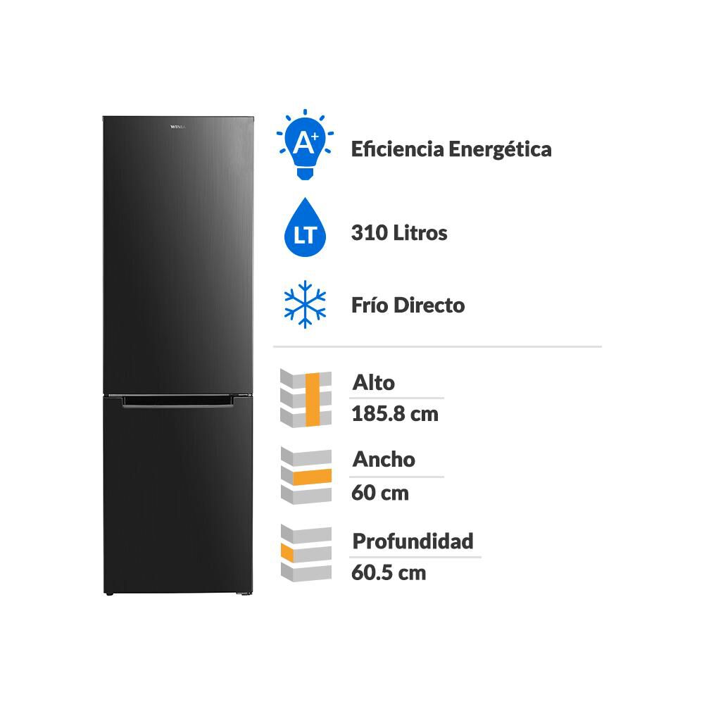 Refrigerador Bottom Freezer Winia RFD-H388BX / Frío Directo / 310 Litros / A+ image number 1.0