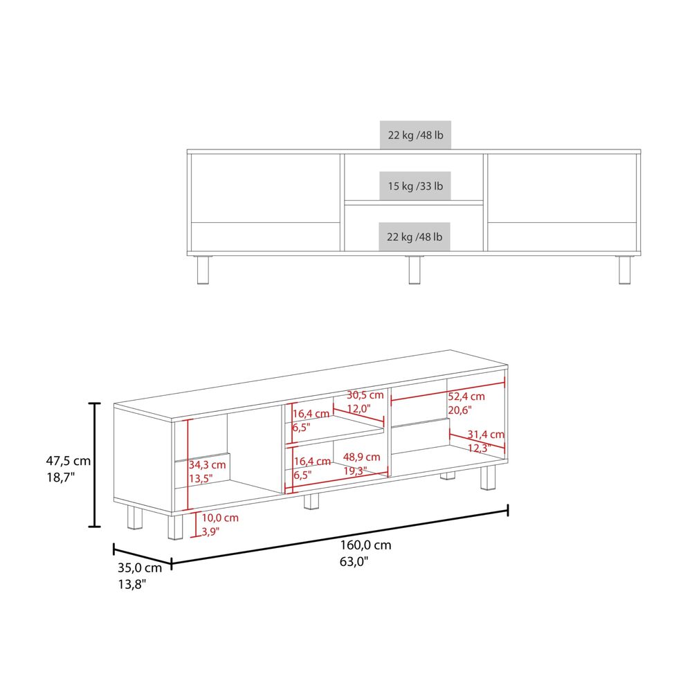 Rack Tv 70" Con 4 Espacios 47,5x160x35 Cm image number 4.0