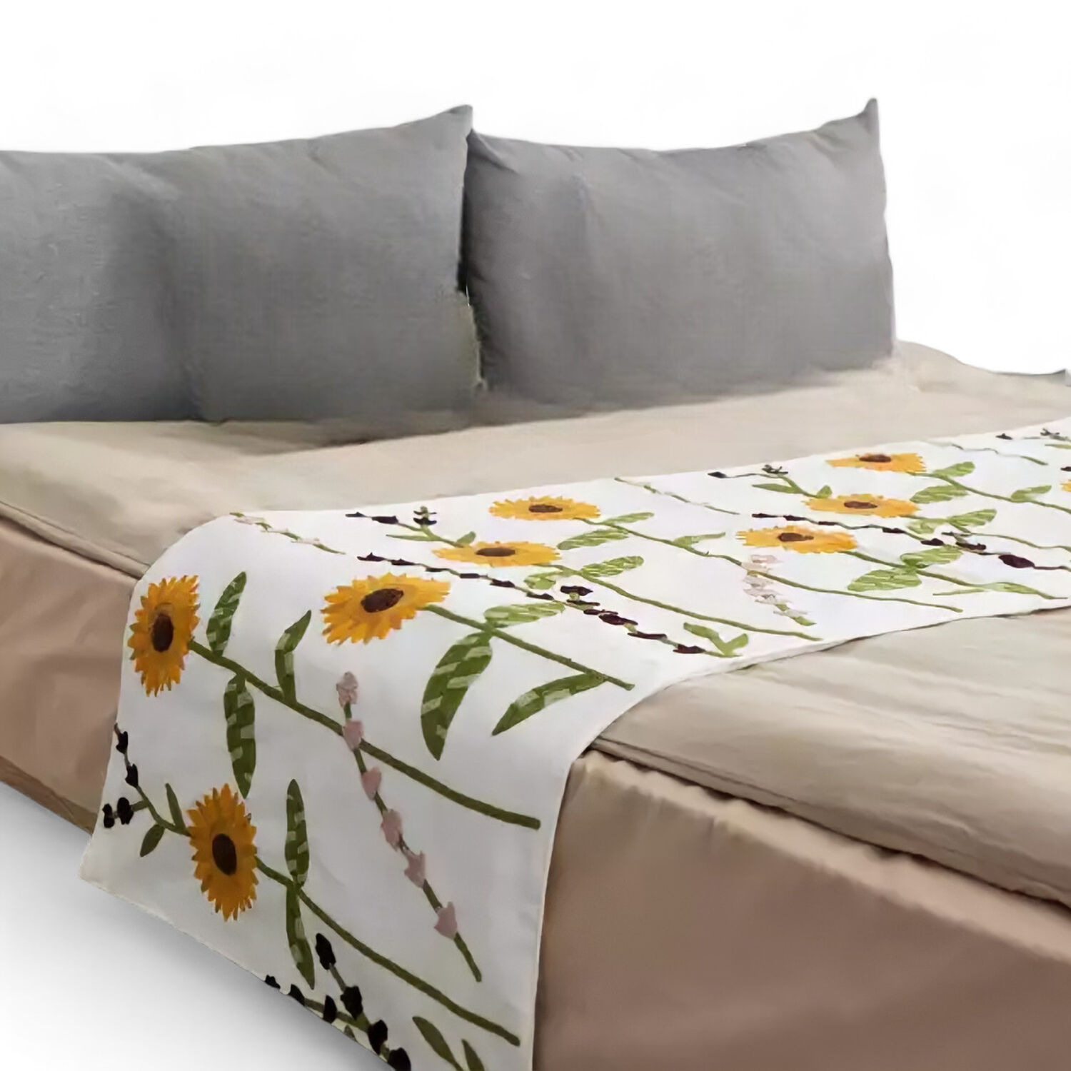  Piecera Pie De Cama Bordada 210cm X 70cm Para Cama De 2 Plazas O King - Pb3-3 image number 0.0