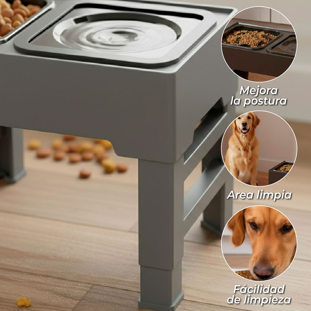 Plato Comedero Bebedero Antiderrame Ajustable Para Mascotas image number 3.0