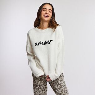 Sweater Aplicaci&oacute;n En Centro Manga Larga Cuello Redondo Mujer Freedom
