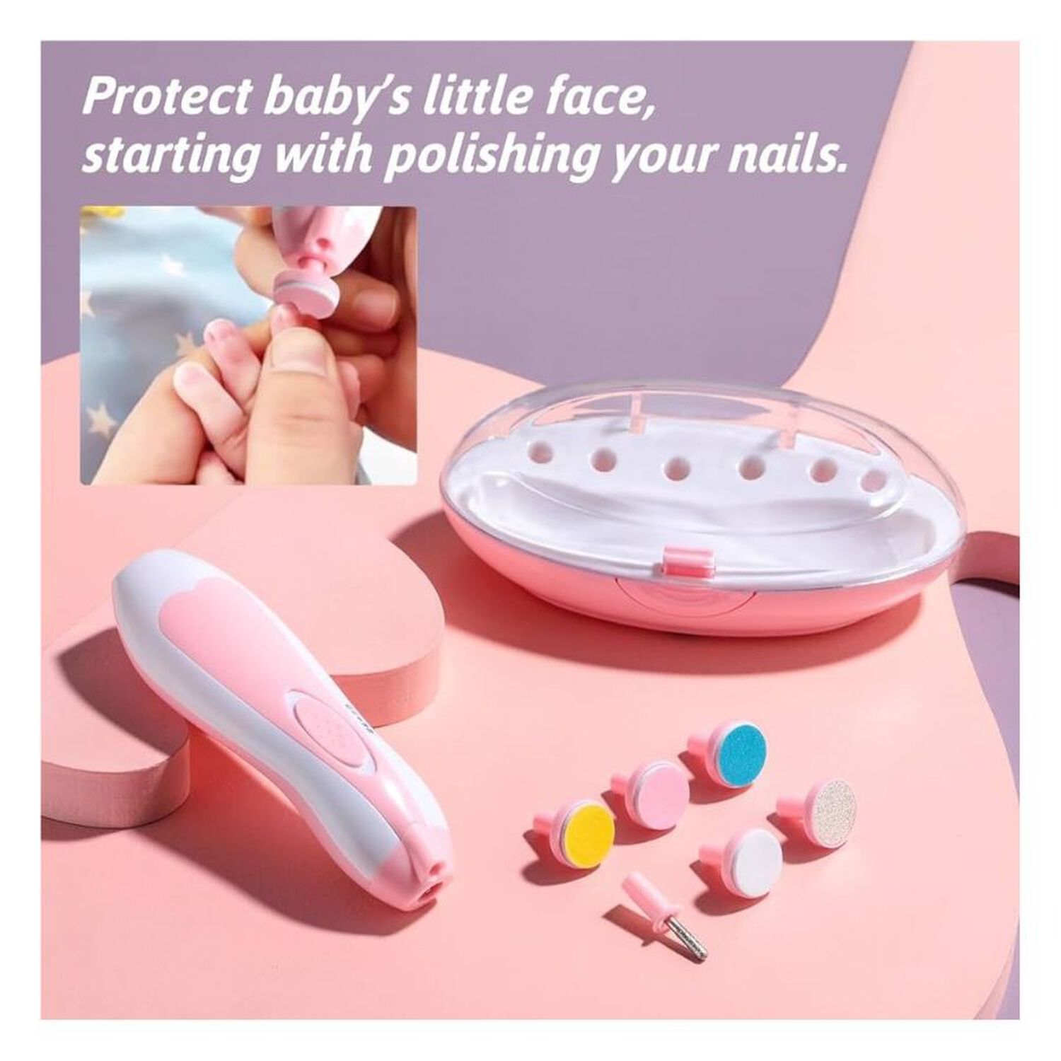Kit De Manicura El&eacute;ctrico Para Beb&eacute; Cortau&ntilde;as Seguro 6en1 image number 2.0