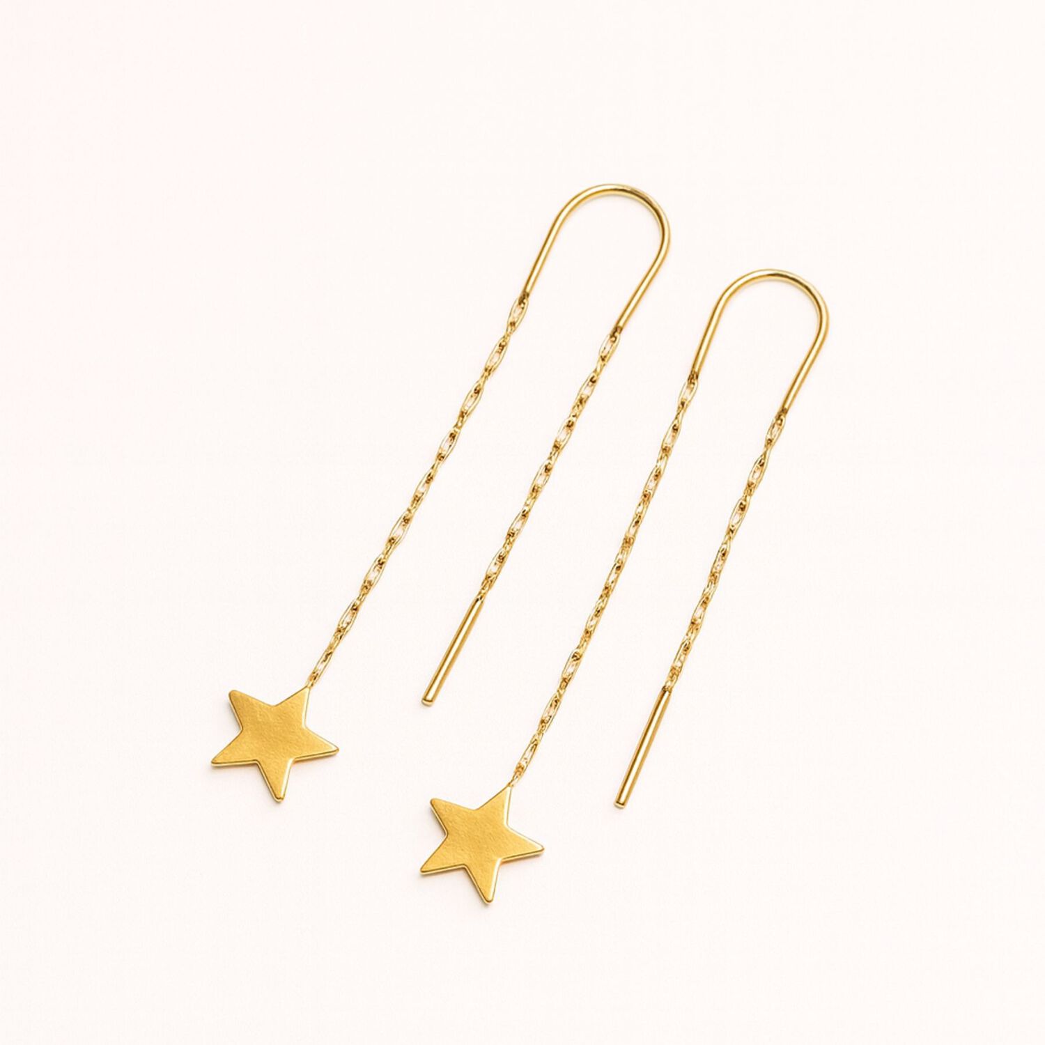 Aros Cadena Estrella Oro 18k 3cm Colgantes 1.5gr Mujer Elegantes Regalo image number 1.0