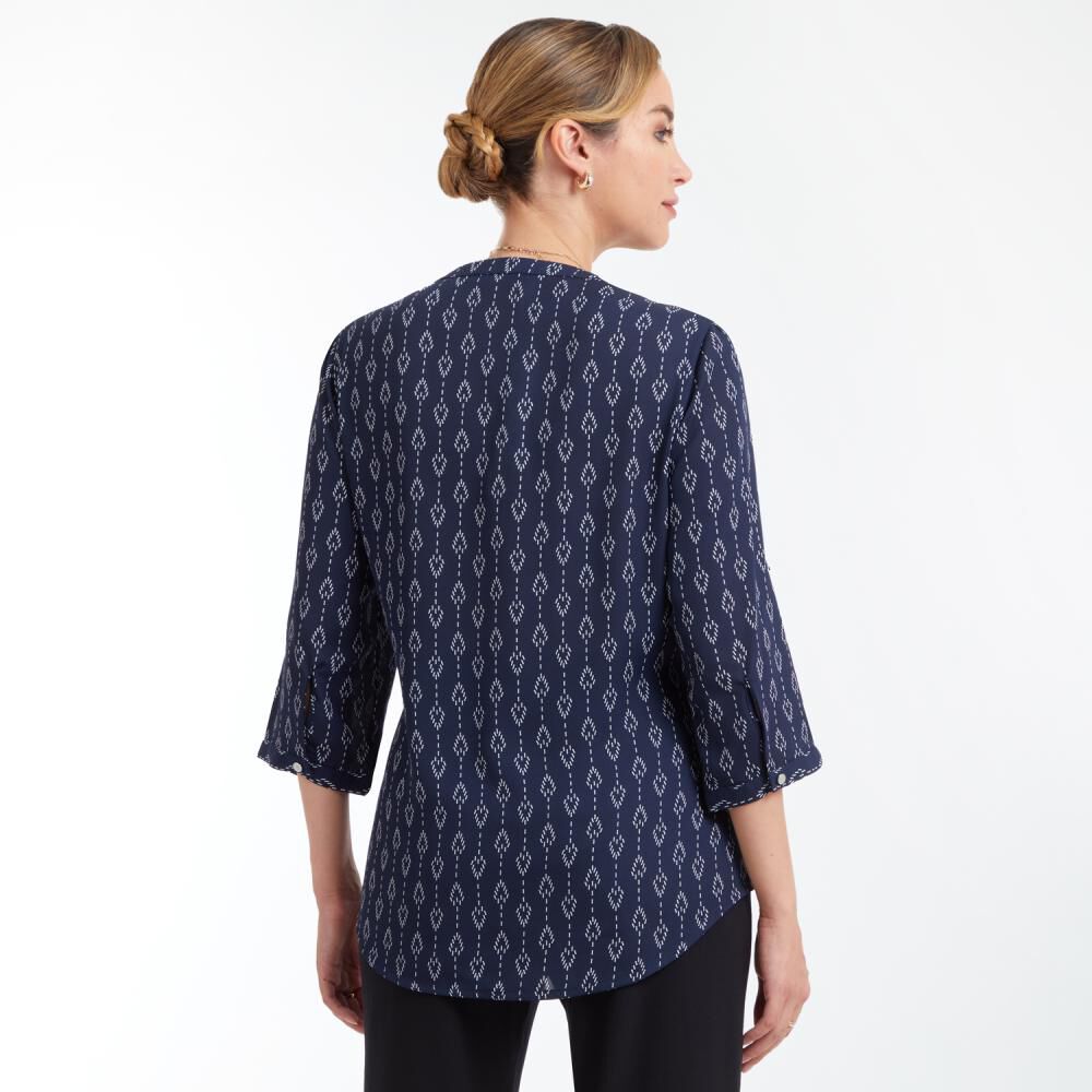 Blusa Regular Manga 3/4 Roll Up Cuello Mao Mujer Lesage image number 3.0