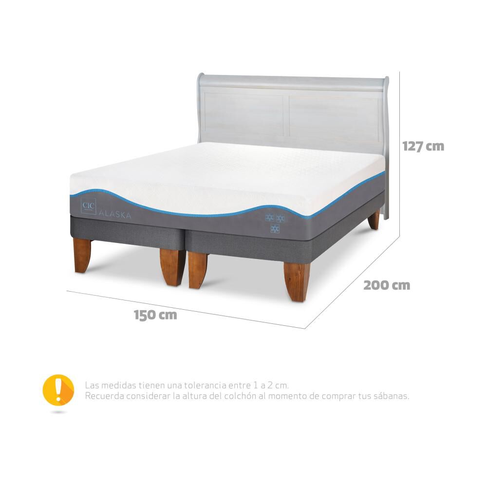 Cama Europea Cic Alaska / 2 Plazas / Base Dividida + Respaldo image number 5.0