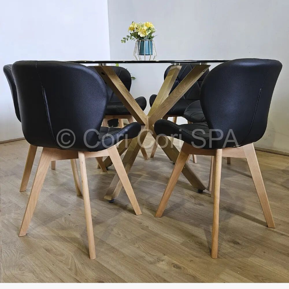 Comedor Mesa Warwick 100cm + 4 Sillas Mariposa Wood Negro image number 0.0