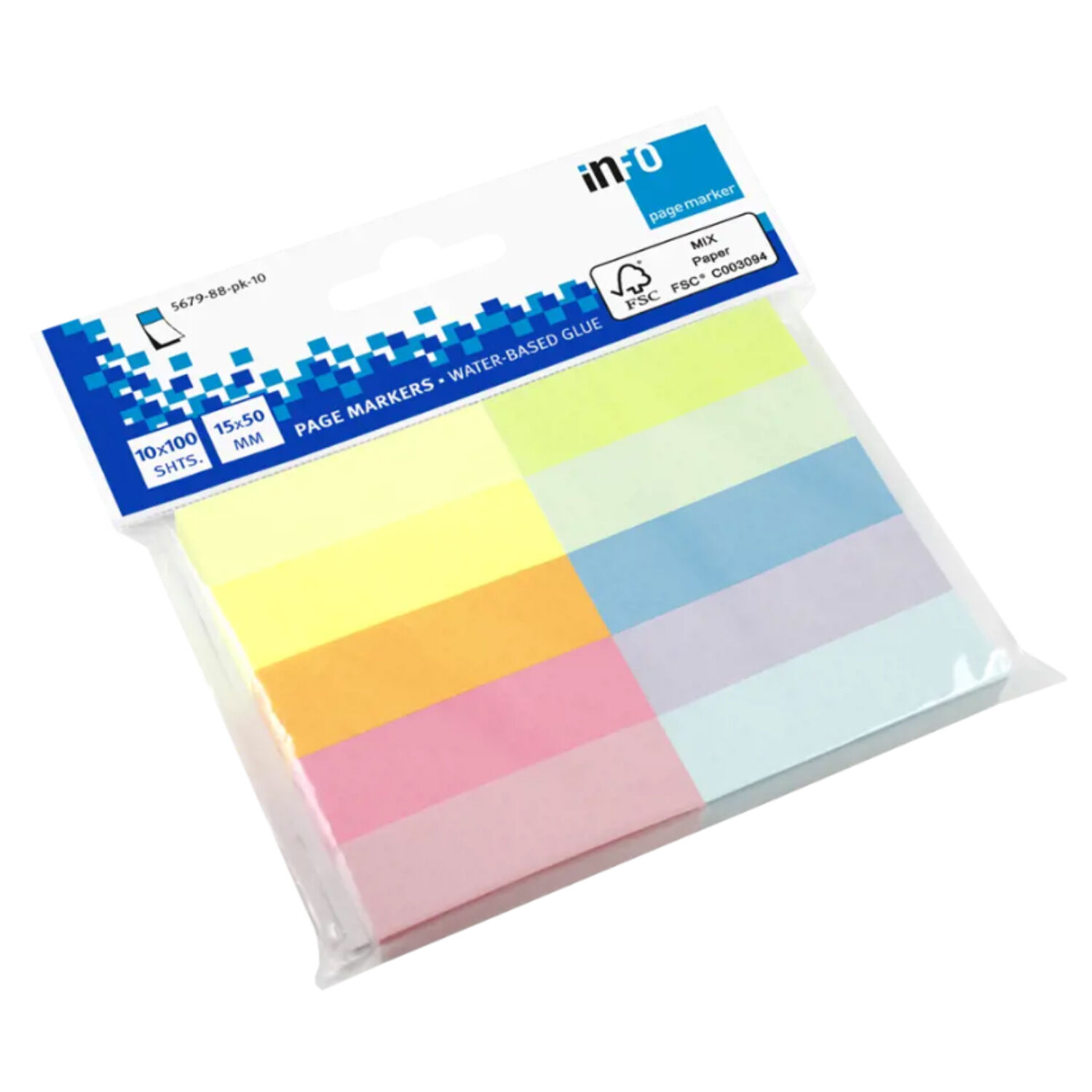 Pack 10 Marcadores De Paginas 15x50mm Papel Adhesivo Color - Ps image number 0.0