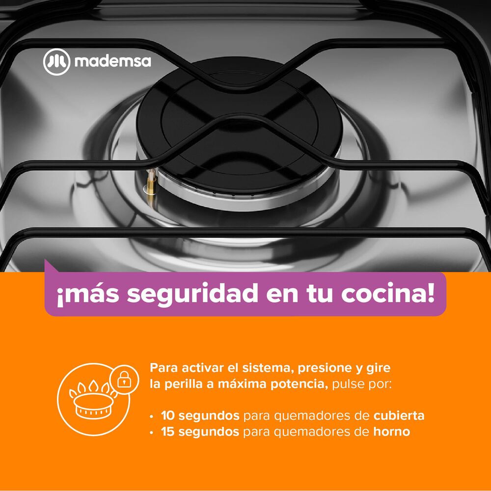 Cocina A Gas 4 Platos Limpiaf&aacute;cil Y Parrillas Alambr&oacute;n Fm4es image number 6.0