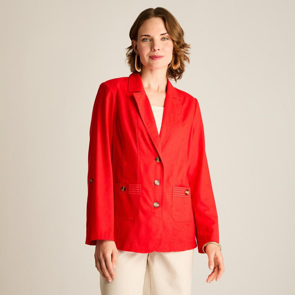 Blazer Bolsillos Parche Cuello Solapa Mujer Lorenzo Di Pontti image number 0.0
