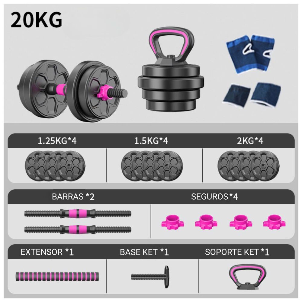 Set Mancuernas Barra Ajustables 20 Kg 3 En 1 image number 2.0