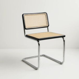 Silla Breuer Madera Y Rattan - Negra