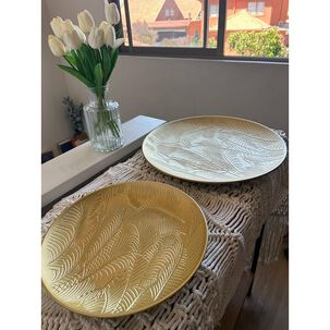 Set De 2 Platos Decorativos - Dise&ntilde;o Hojas