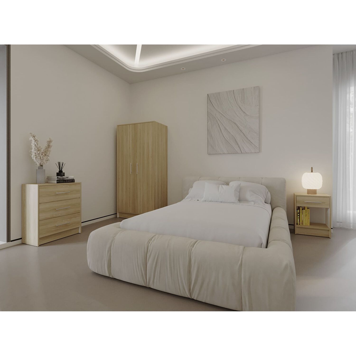 Set Dormitorio Closet 2 Puertas + Velador + Comoda Fm Caf&eacute; Claro image number 4.0