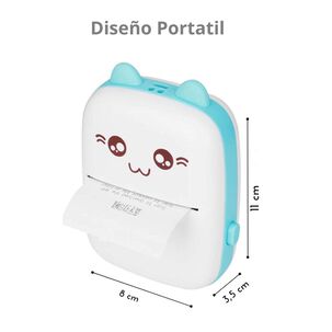Impresora Térmica Gatito Bluetooth + 3 Papel Adhesivo Blanco