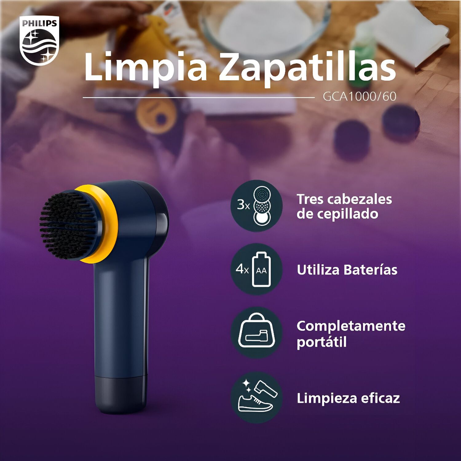 Limpiador De Zapatillas Philips Gca1000 A Pilas image number 8.0
