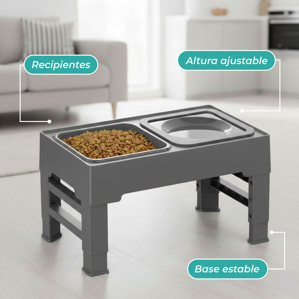 Plato Comedero Bebedero Antiderrame Ajustable Para Mascotas image number 5.0
