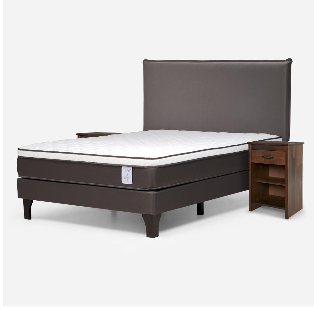 Cama Europea Rosen New Style 4 Plus / 2 Plazas / Base Normal  + Set Maderas Maurice Chocolate image number 1.0