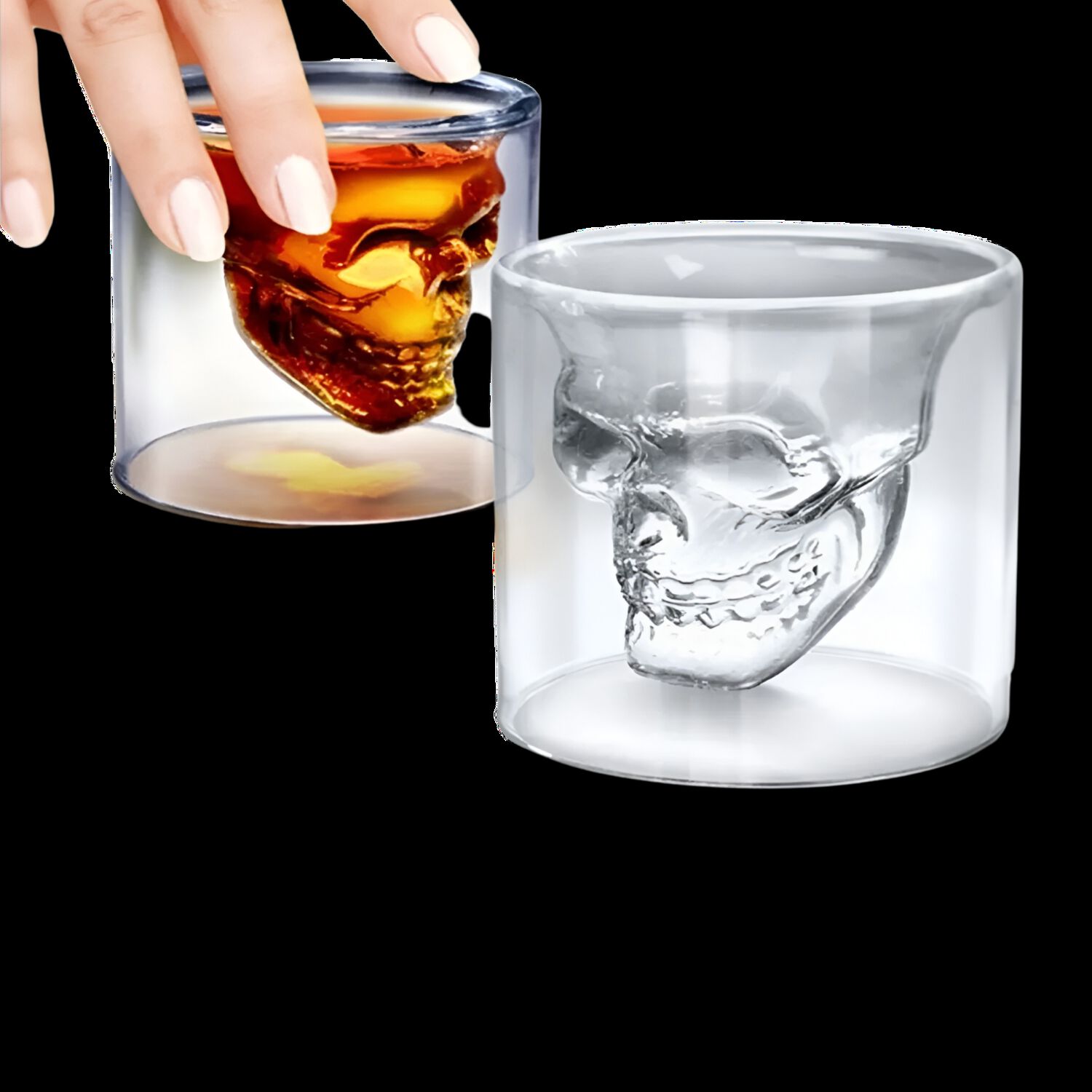 Pack De 8 Vasos Para Whiskey Calavera Maya 150ml Doble Fondo image number 1.0