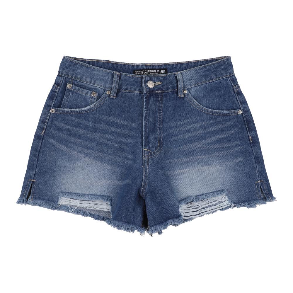 Short Denim Roturas En Basta Tiro Medio Skinny Mujer Rolly Go image number 0.0