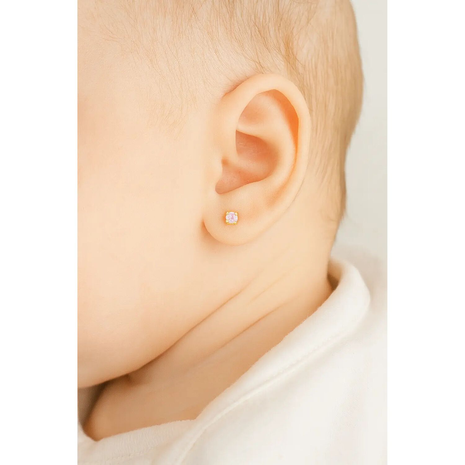Aros Abridores Chispas 3mm Oro 18k Tope A Presi&oacute;n Beb&eacute; Ni&ntilde;a image number 3.0