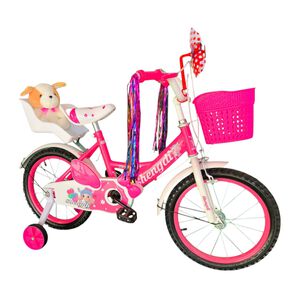 Bicicleta Aro 16 Infantil Con Peluchero Rosado Shengdi