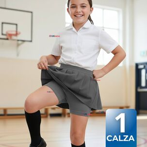 Calza Corta Escolar Color Gris Pata Deportivas Ni&ntilde;a