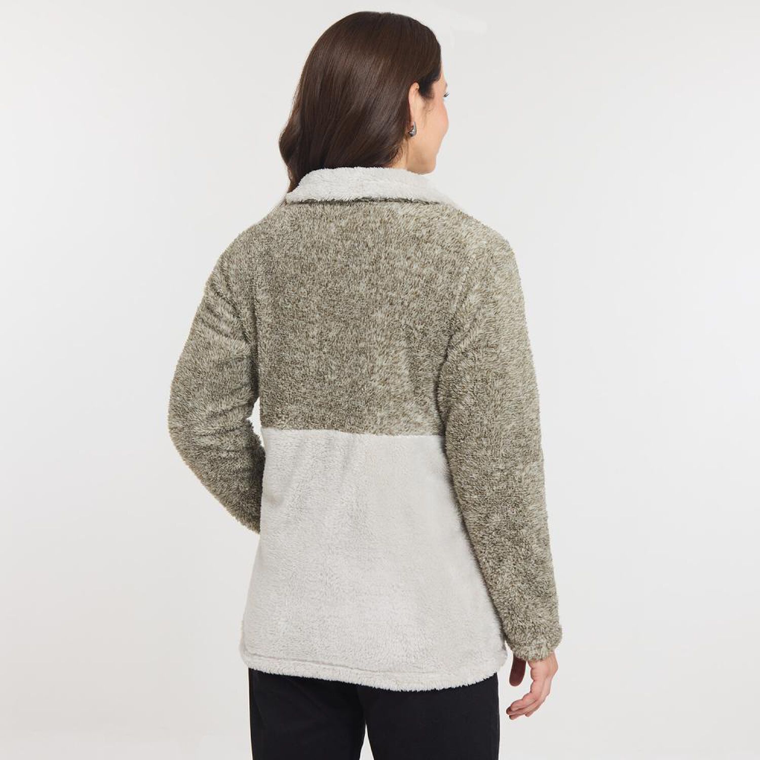 Poler&oacute;n Bicolor Fleece Regular Cuello Alto Mujer Geeps image number 3.0