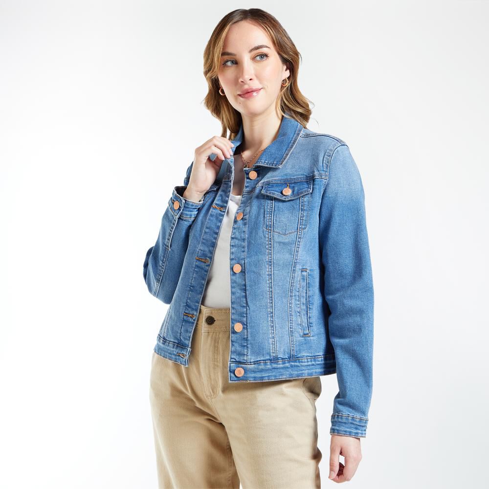 Chaqueta Básica Denim Regular Mujer Geeps image number 2.0