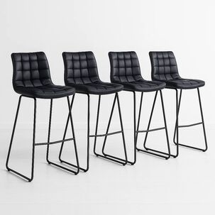 Pack De 4 Taburetes Altos Milano Cuero Sintetico Con Patas Metálicas Estilo Industrial