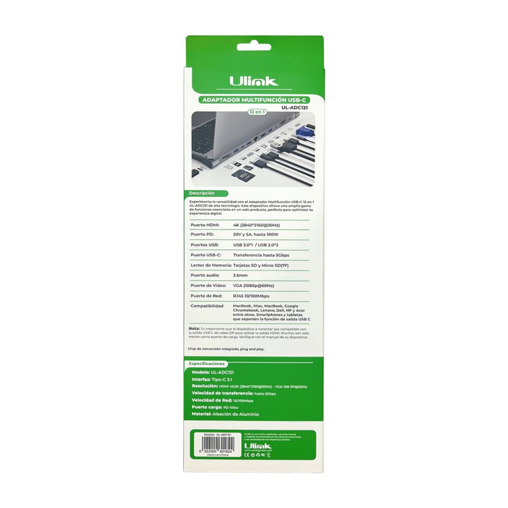 Ulink Hub Adaptador Multipuerto Usb C 12 En 1 image number 5.0