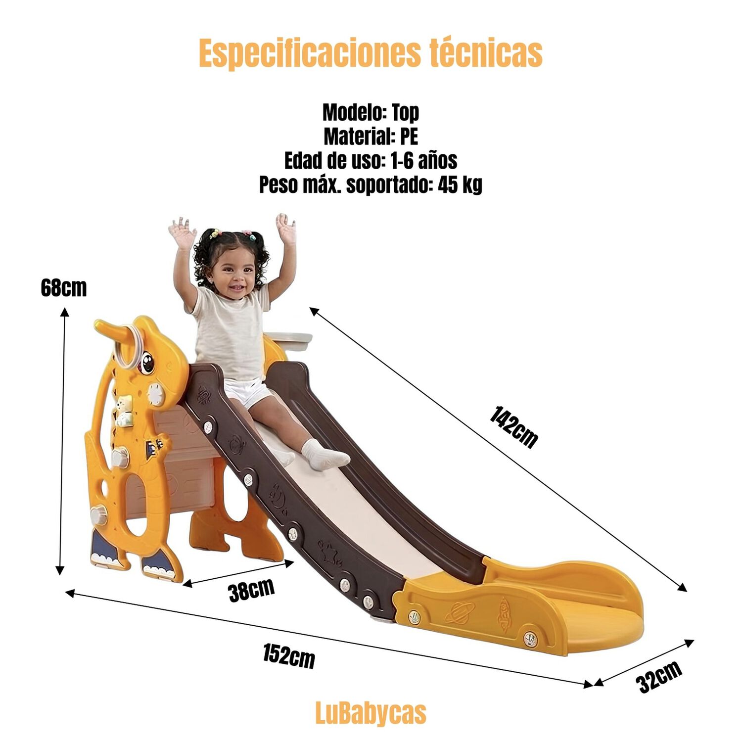 Resbal&iacute;n Infantil Plegable Top Amarillo 1-6 A&ntilde;os Lubabycas image number 3.0