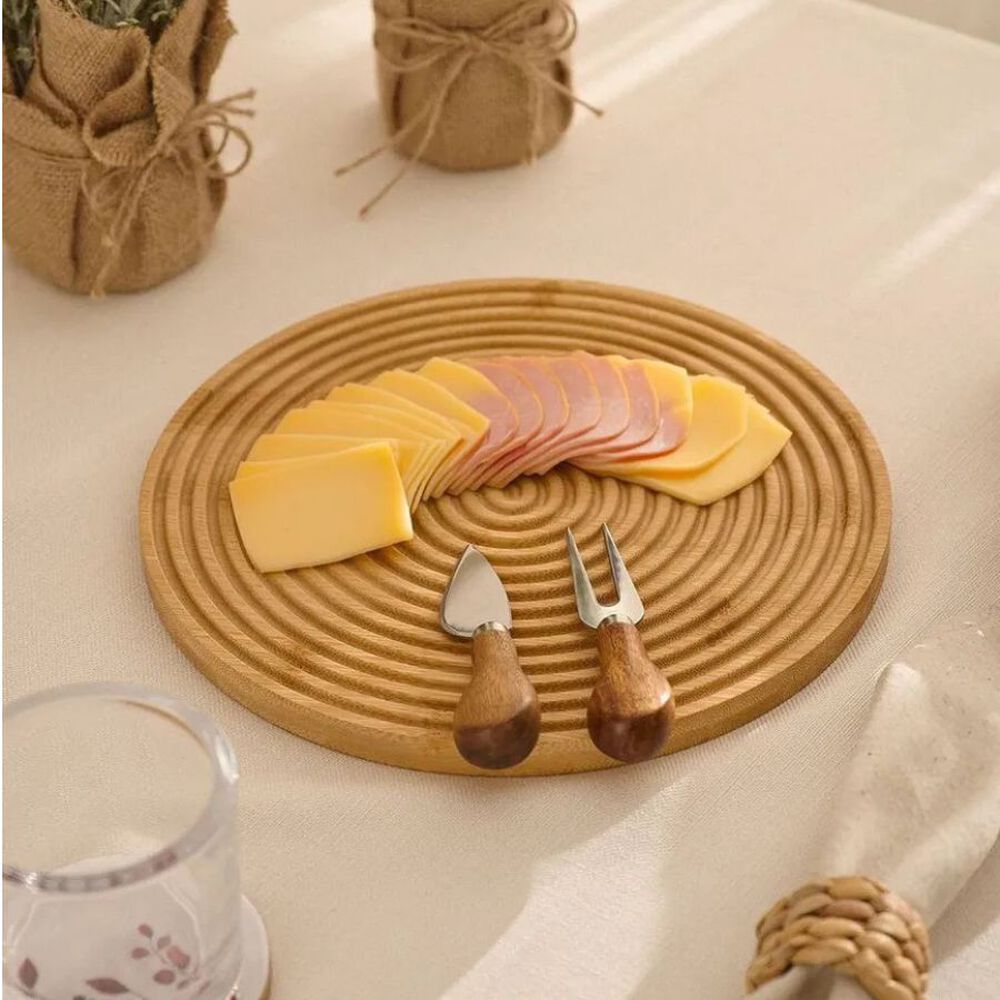 Bandeja Decorativa De Madera Dise&ntilde;o Redondo 28x28 Cm image number 1.0