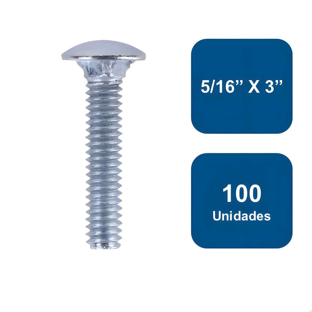 Perno Coche Zincado 5/16" X 3" 100un. - Anclajes image number 0.0