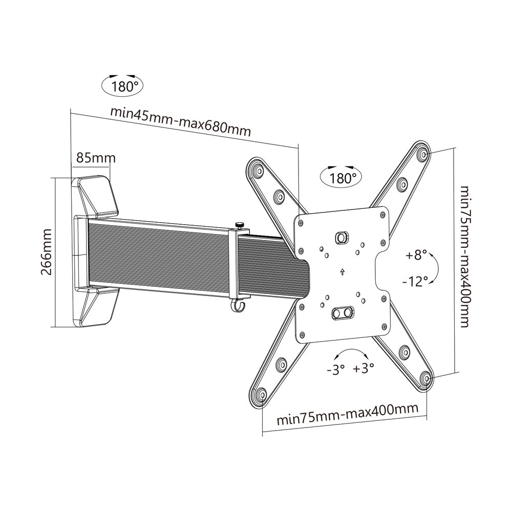 Soporte Para Tv Con Brazo Telesc&oacute;pico De 68 Cm - 23" A 55" Brasforma image number 5.0