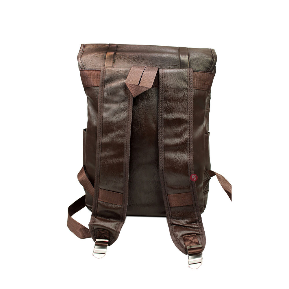 Mochila Vintage Unisex Tipo Cuero Café - Ps image number 1.0