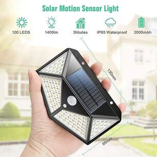 Apliqu&eacute; Solar 100 Led Triangulo Foco Recargable Solar Potente Con Sensor Movimiento