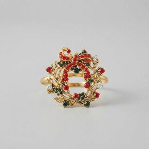 Set De 6 Anillos De Servilleta Navide&ntilde;os Corona