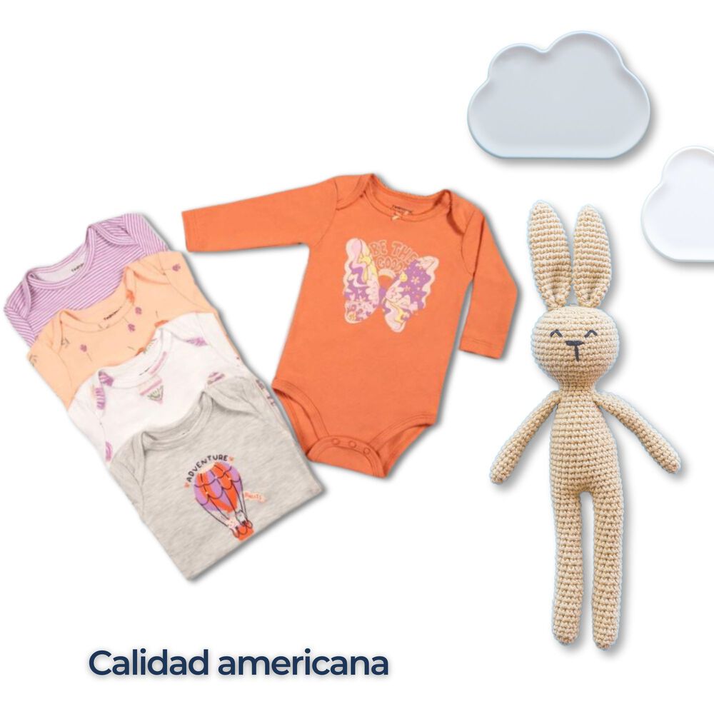 Pack 5 Bodys Ni&ntilde;a Manga Larga Tedmimak 100% Algod&oacute;n Cute Mariposas image number 5.0